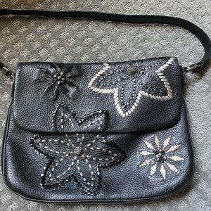 Rare EUC barely used vintage Shoulder bag with beautiful flower stitching